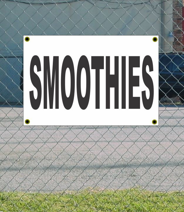 2x3 Black & White Smoothies Banner Sign – Discount Price & Free Shipping