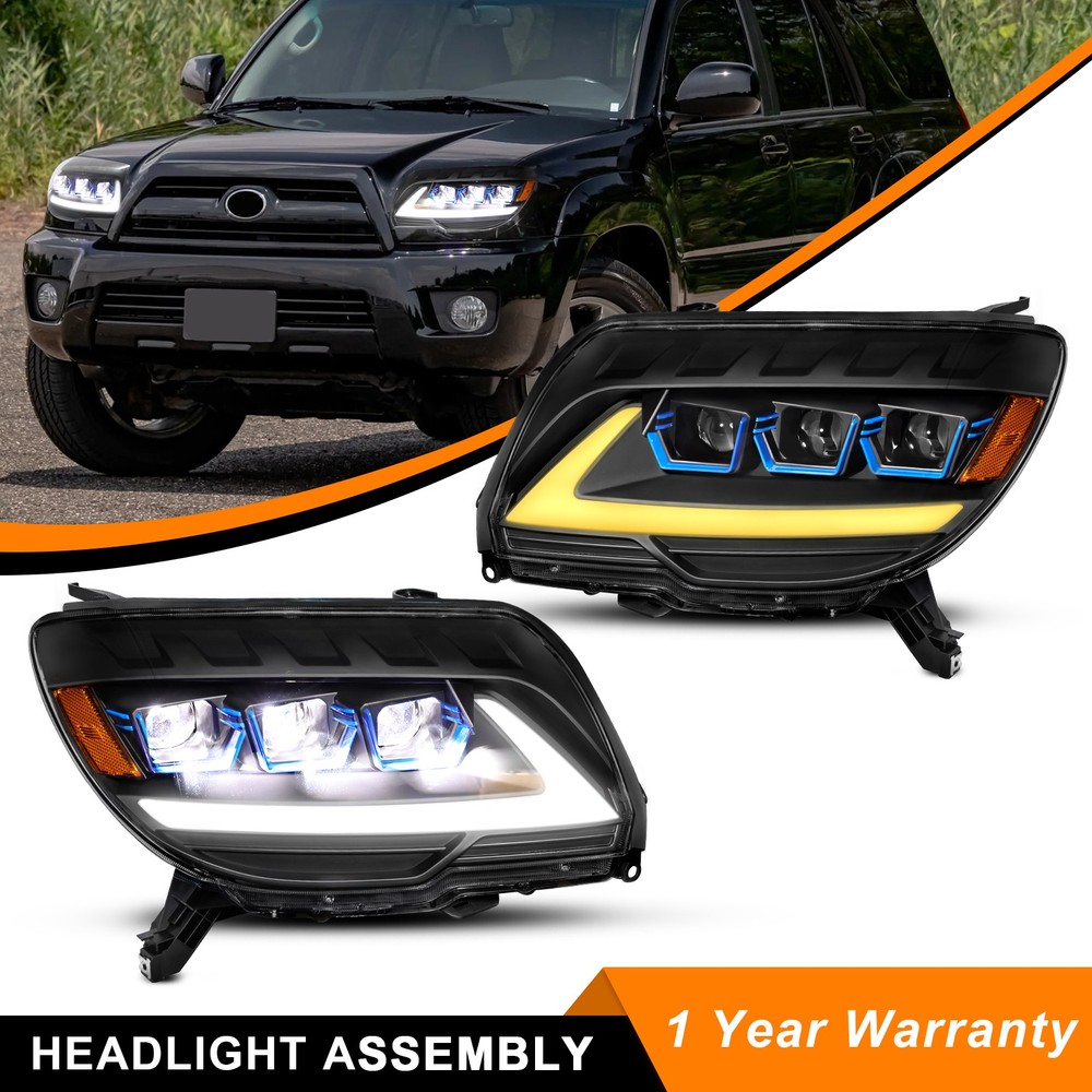 For 2006-2009 Toyota 4Runner Triple LED Projector Headlights w/ LED DRL