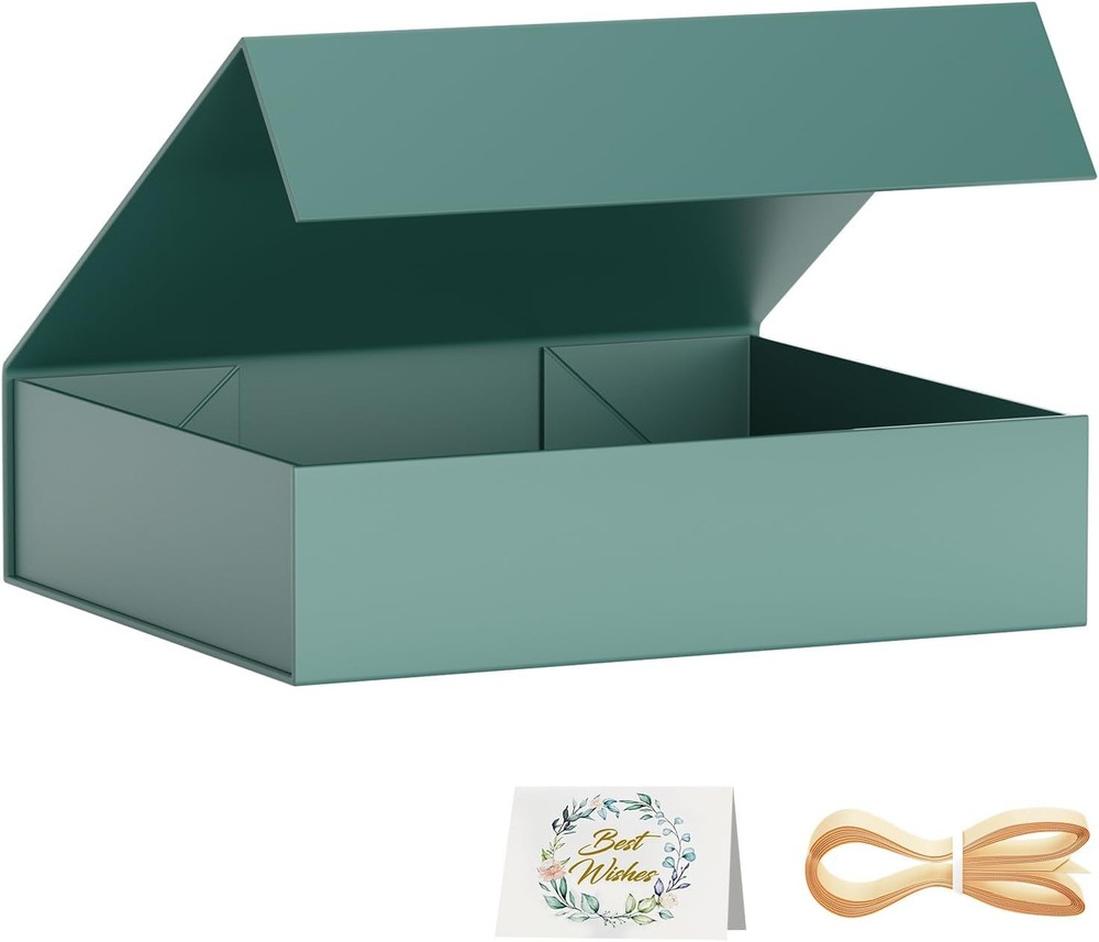 Elegant 11.5x7.8x3 Inch Forest Green Gift Box with Lid