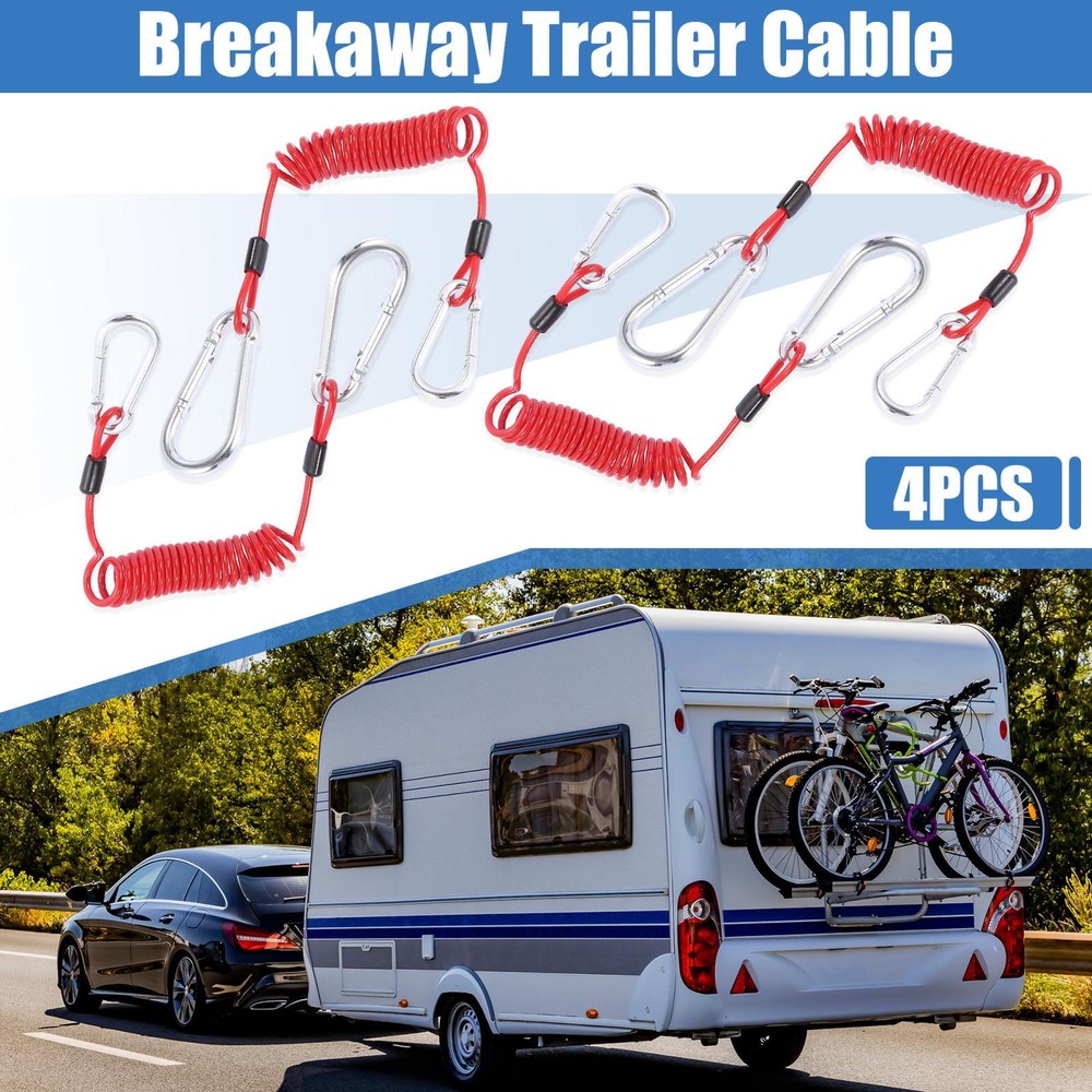 4pcs RV Trailer Breakaway Trailer Brake Cable Spring Towing Wire Extend to 6ft