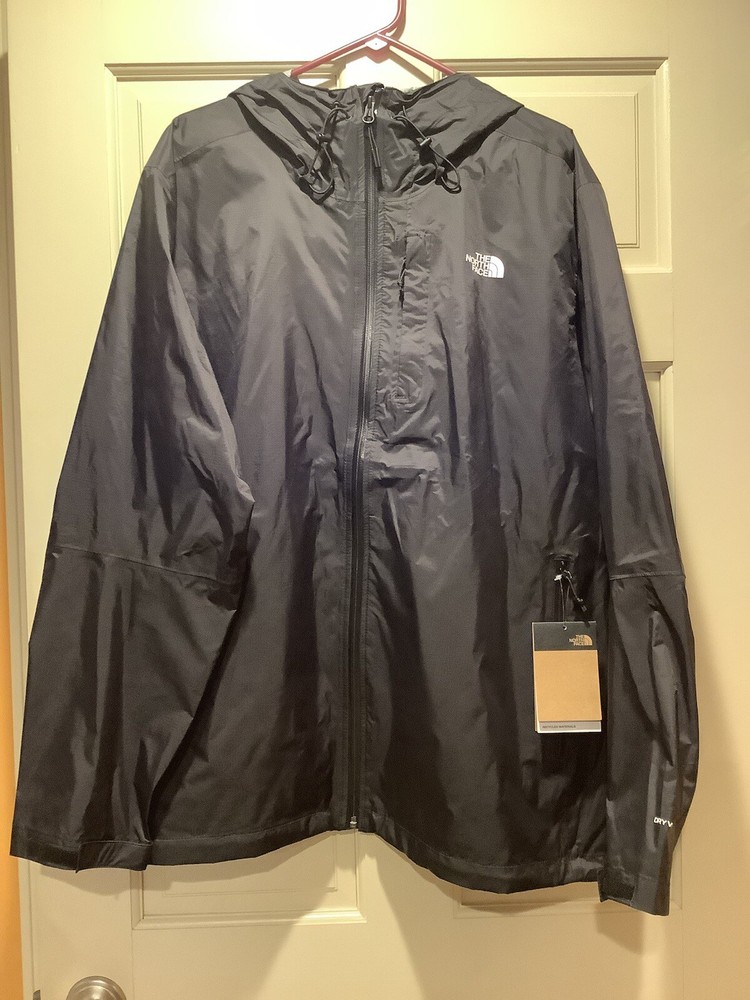 Mens The North Face Alta Vista Dryvent Waterproof Hooded Rain Jacket - 2XL Black