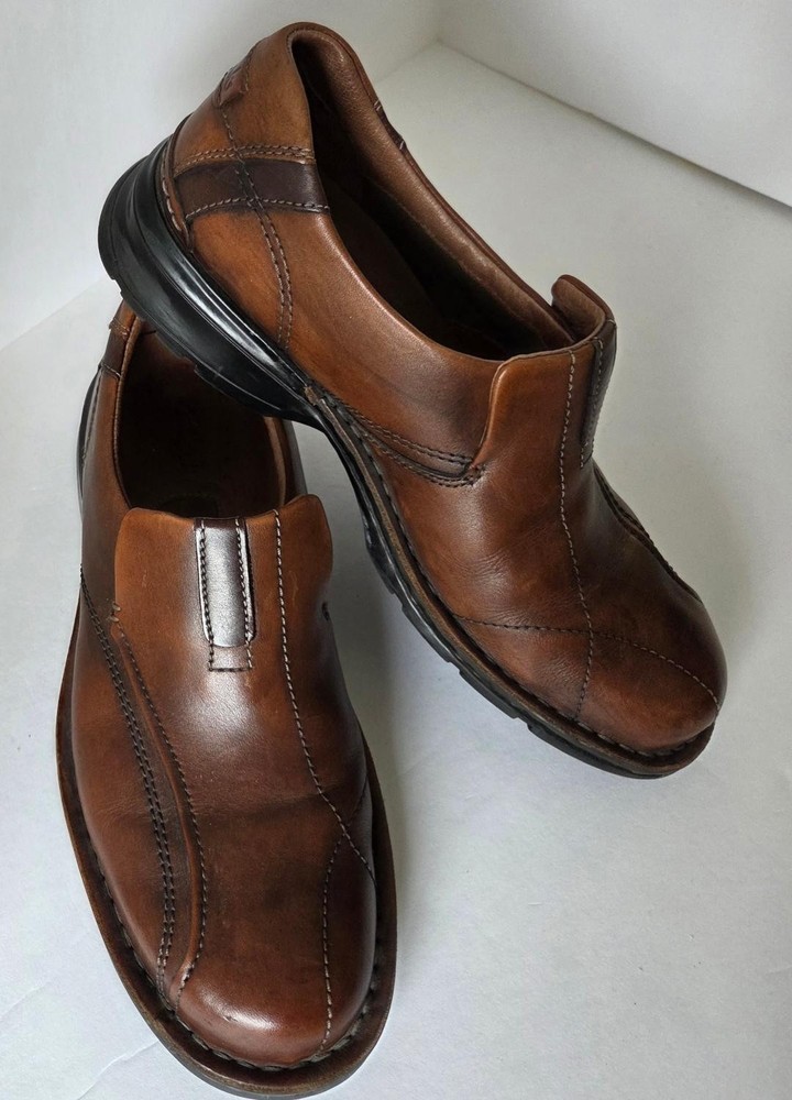 Clarks Escalade Step Slip-On Brown Leather Men’s Loafers Leather Uppers Size 8.5