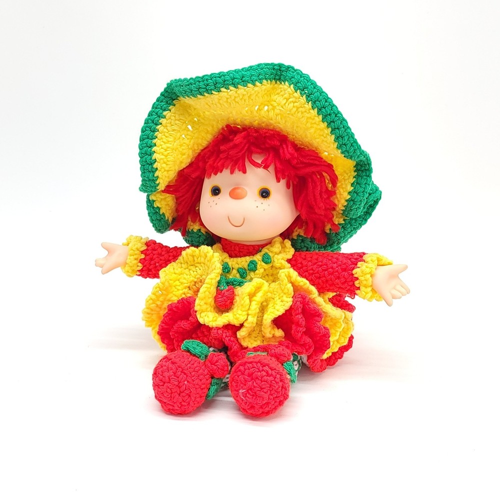Vintage Strawberry Crochet Doll Handmade Knit Kit Hong Kong Style