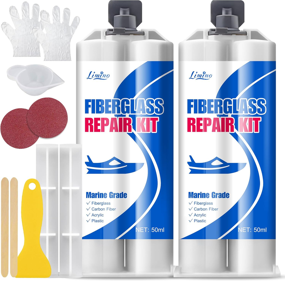 Limino Marine Fiberglass Repair Kit with 100ml Resin Filler for Boats and Watercraft