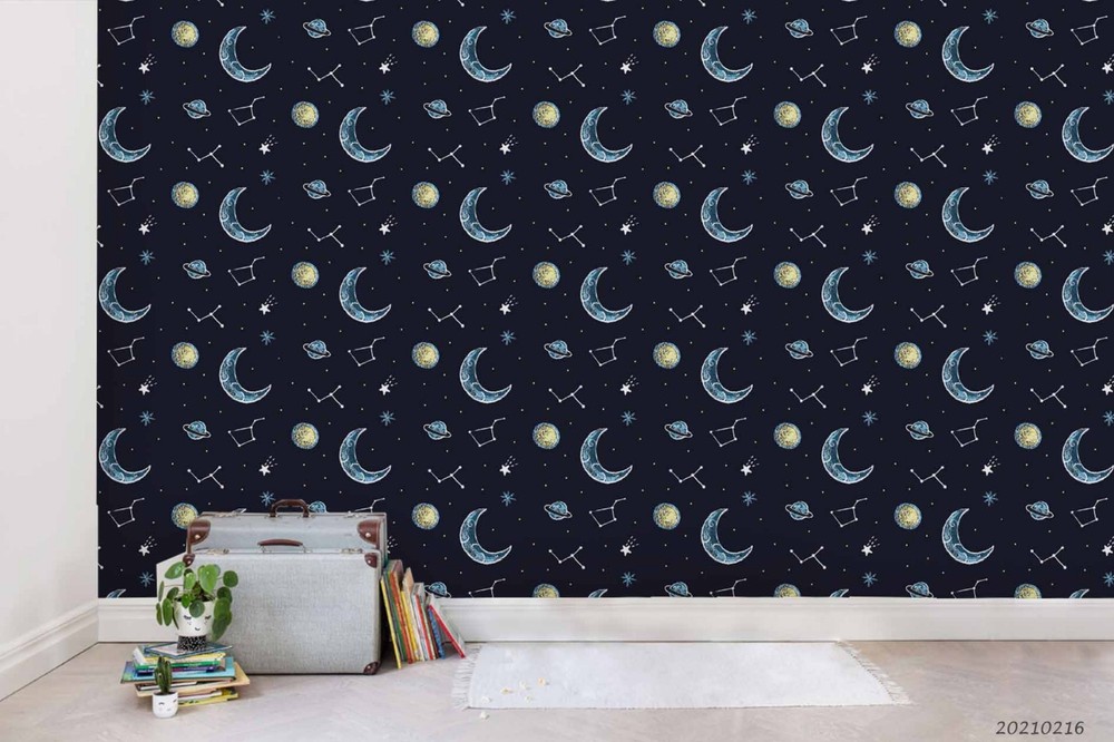 3D Space Moon Constellation Pattern Wall Murals Wallpaper Murals Wall Sticker 5