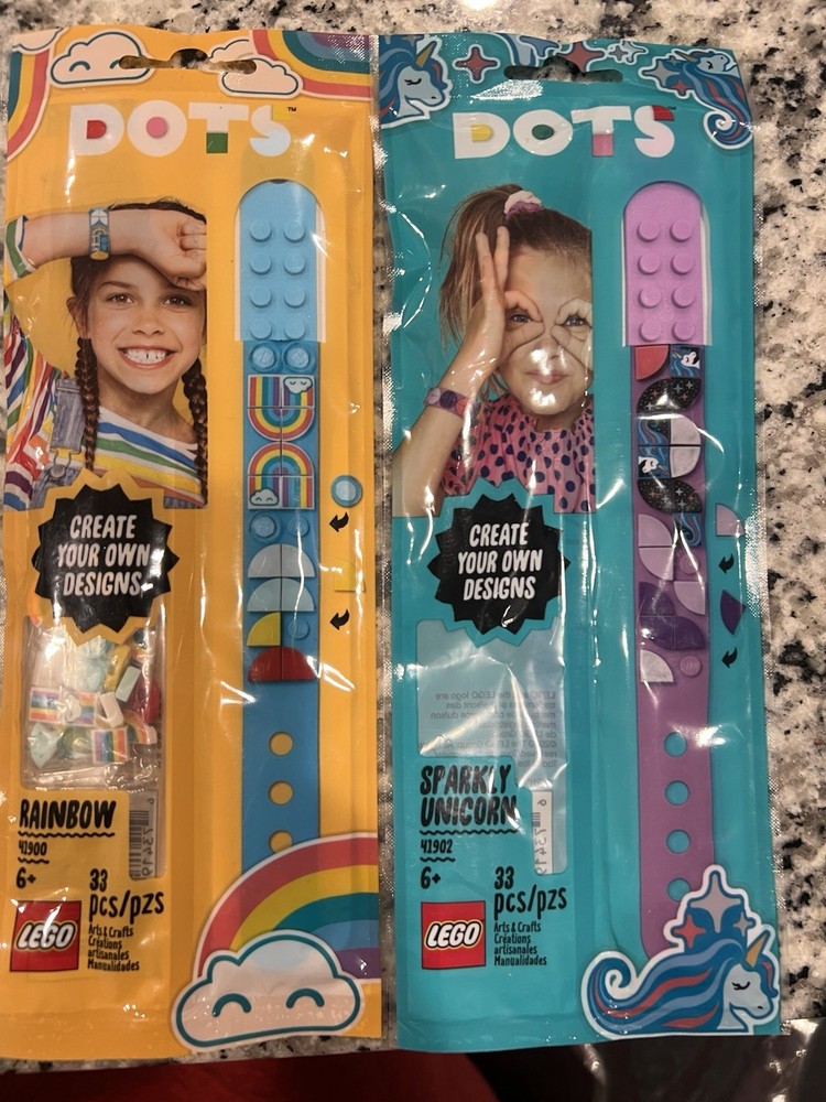2 PCS - LEGO Dots Bracelets - Rainbow & Sparkly Unicorn - Create Your Own Design