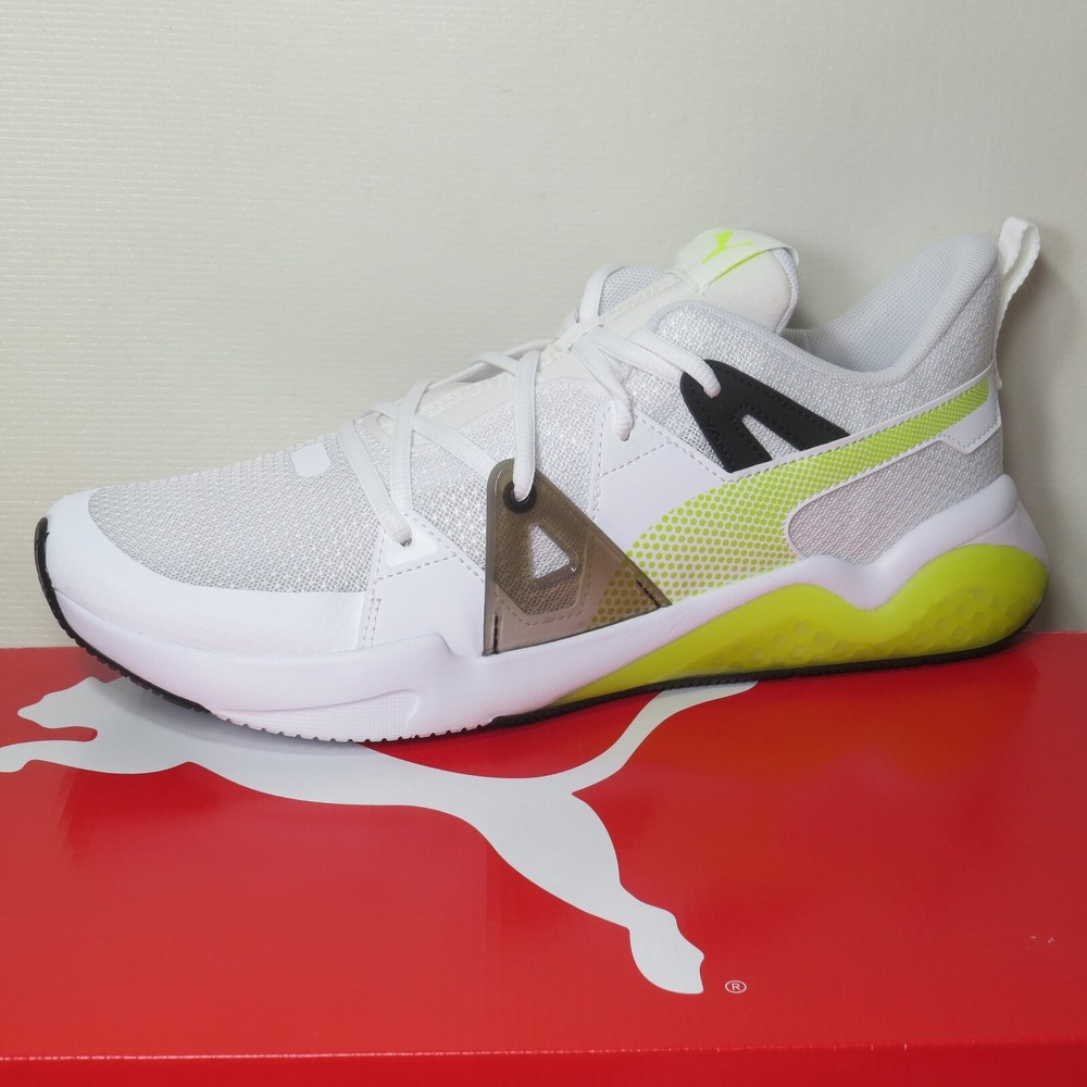 PUMA Cell Fraction Trainer Shoes White Yellow Glow Mens Size 11.5 New