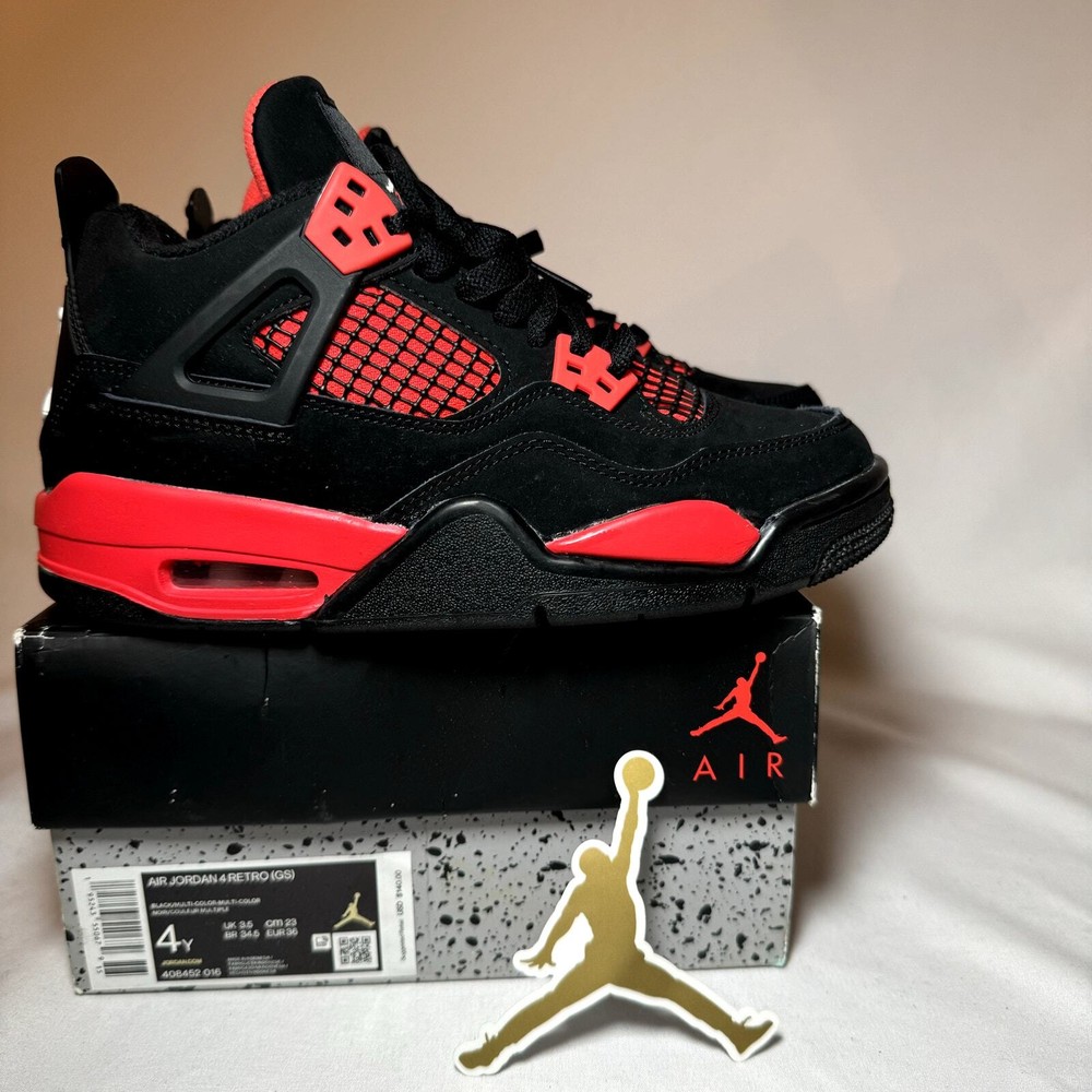 Size 4 - Nike Air Jordan 4 Retro GS Red Thunder Men's Shoes - Ships Now