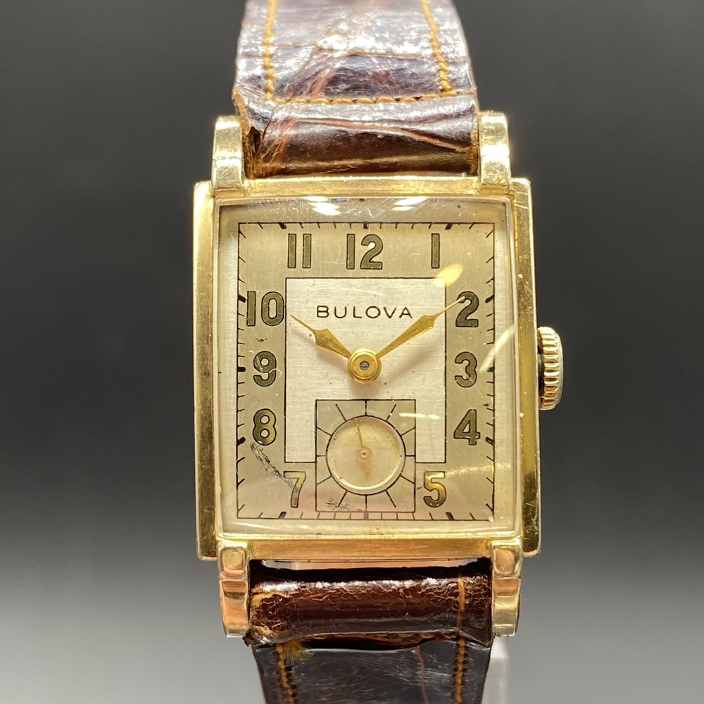 Vintage Bulova 17 Jewels 8AH 10k Gold Plate Mechanical Deco Watch