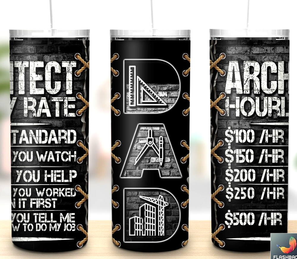 Fathers Day Architect 2 Multicolor 20oz Insulated Tumbler Lid Clear Straw New-image