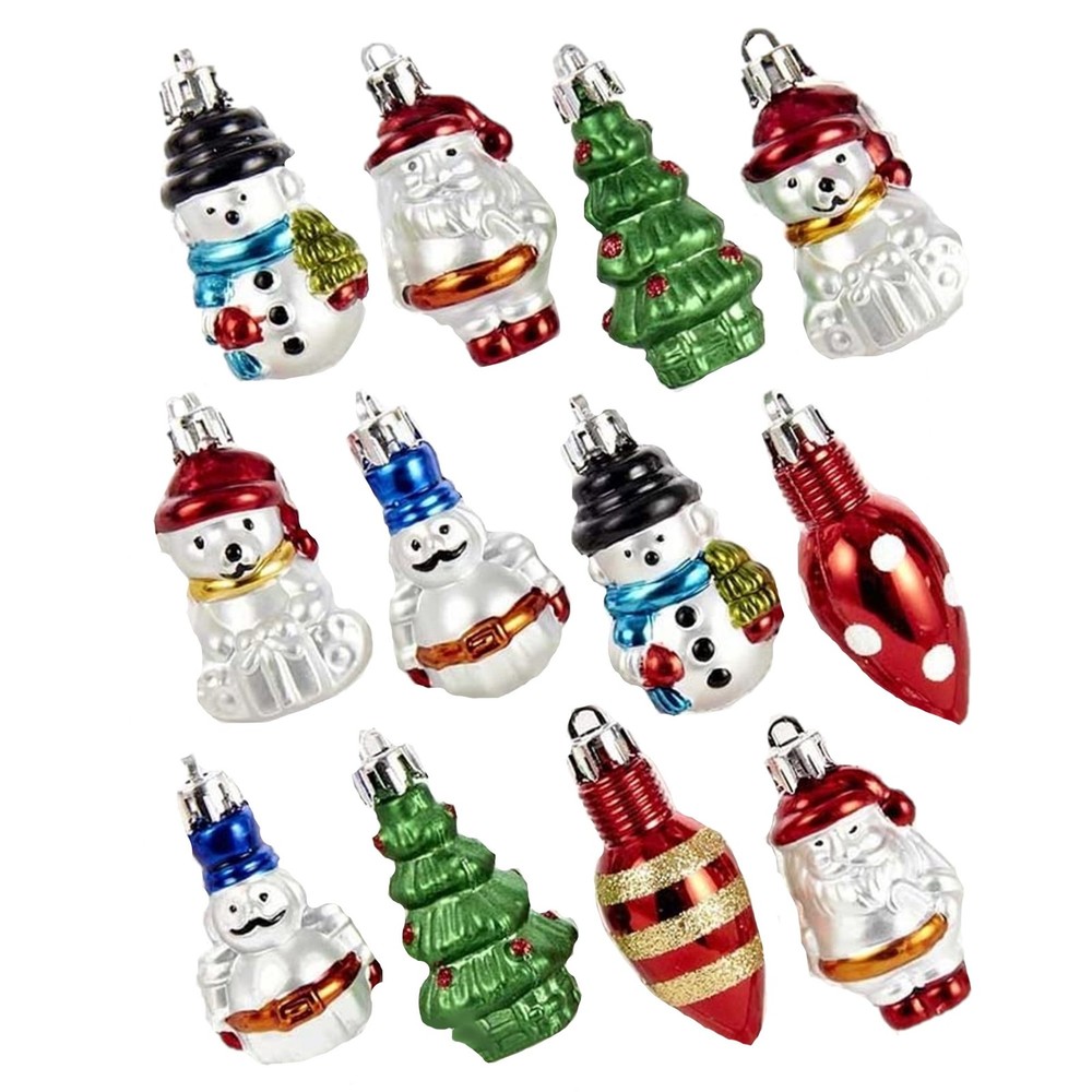 Kurt Adler Miniature Shatterproof Hanging Christmas Ornaments, 12-Piece Box Set
