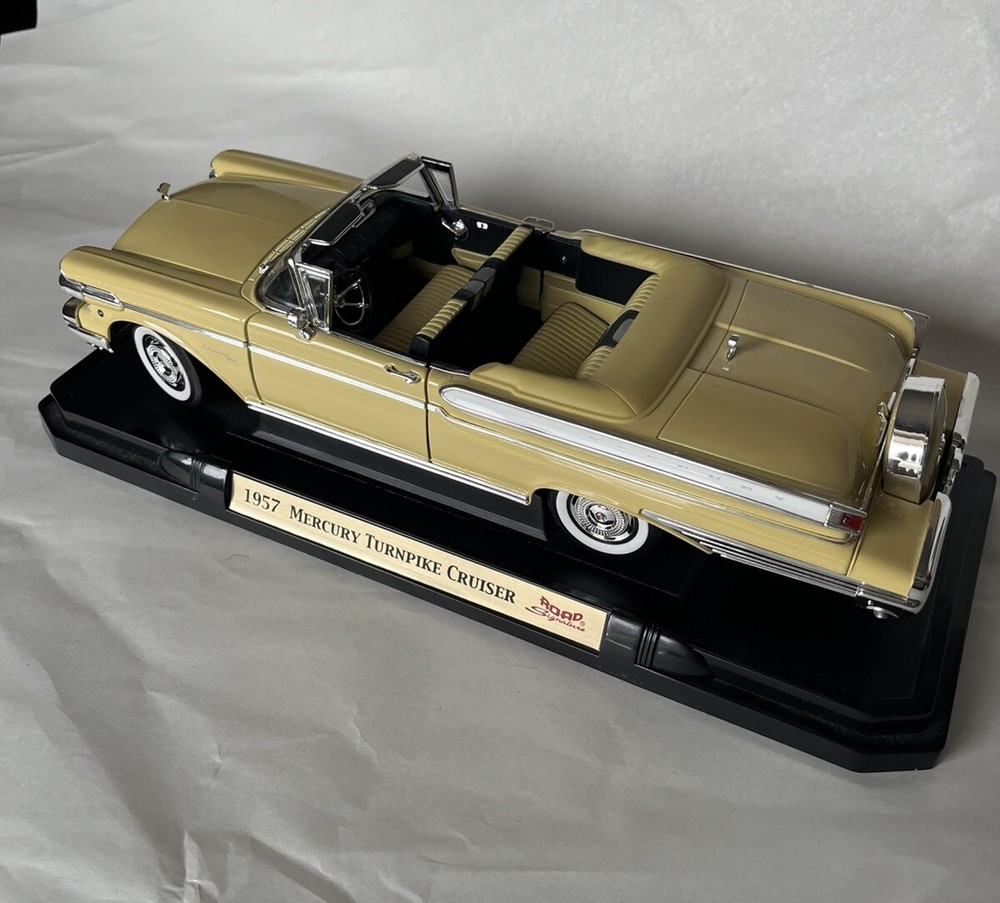 1957 Mercury Turnpike Cruiser Yellow Diecast Model 1/18 Scale with Mounted Base