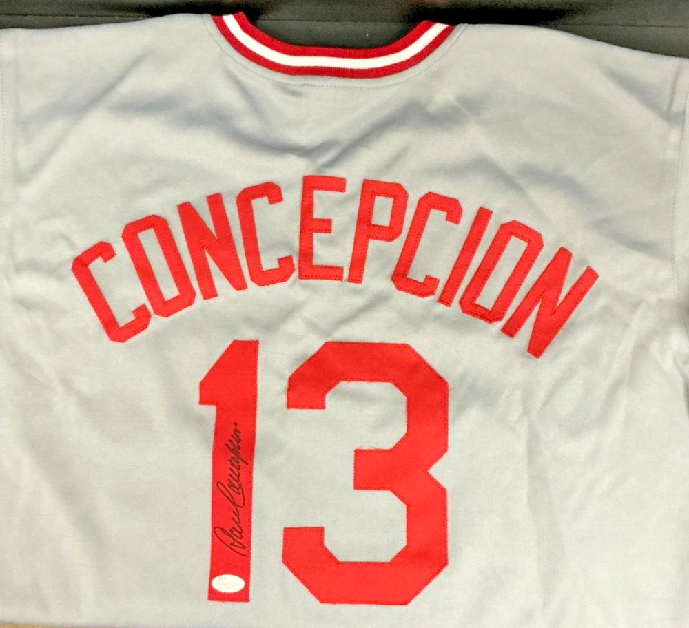 DAVE CONCEPCION Signed Replica Cincinatti Reds Jersey #13 w/ JSA Cert