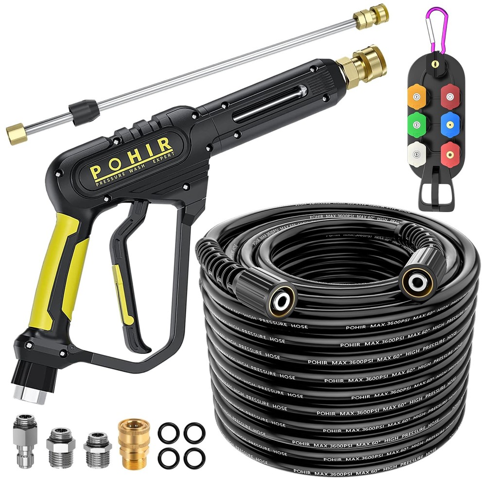 3600 PSI Pressure Washer Gun with 50FT Hose Kit - Heavy Duty Power Washer Attachment