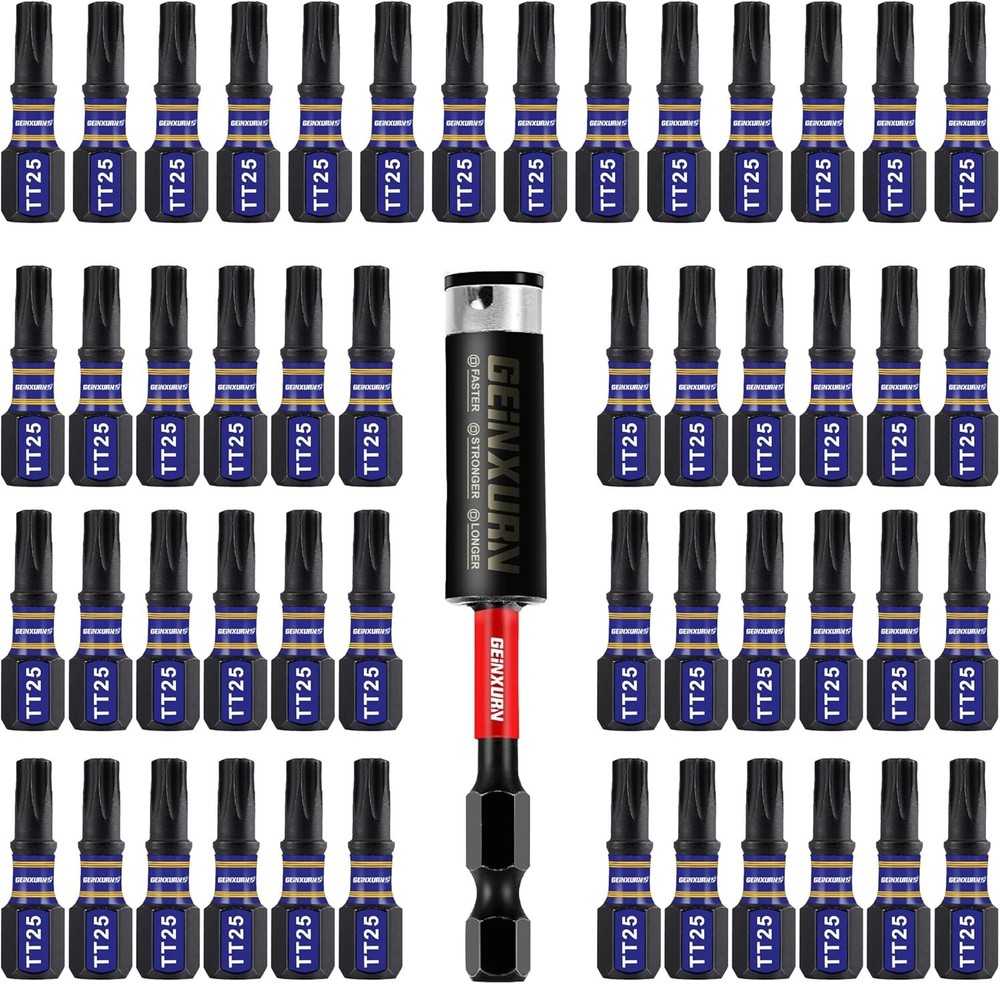 51-Piece T25 Torx Impact Magnetic Screwdriver Bit Set 1-Inch