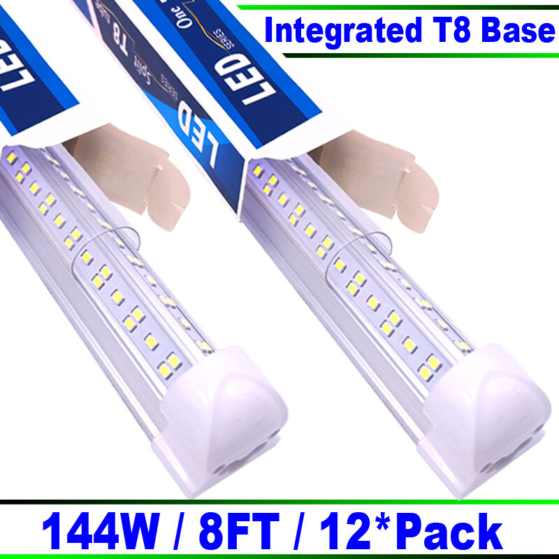 8 Foot 144W Led Tube Light Integrate 4 Row 8' Led Shop Light Garage Light 12P