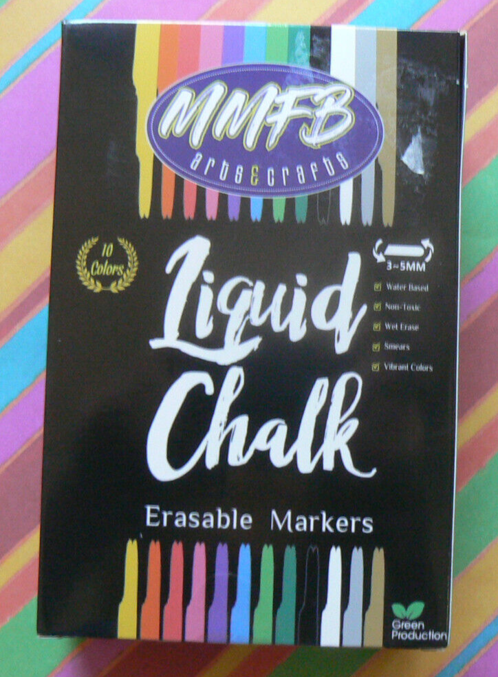 BRAND NEW 10 Liquid Chalk Erasable Markers 3-5mm MMFB Arts&Crafts, NIB