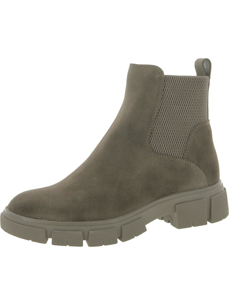 AQUA COLLEGE Womens Dark Taupe Brown Back Pull-Tab Priya Suede Booties 6 M