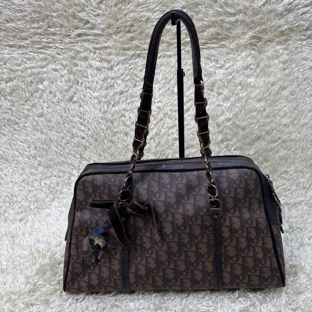 Dior Trotter Romantic Chain Shoulder Tote Bag Leather Ladies New