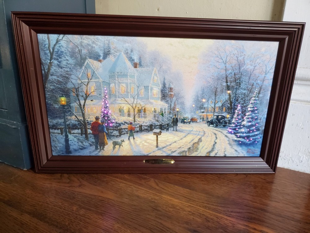Thomas Kinkade A HOLIDAY GATHERING Illuminated Limited Edition Canvas Print 1998