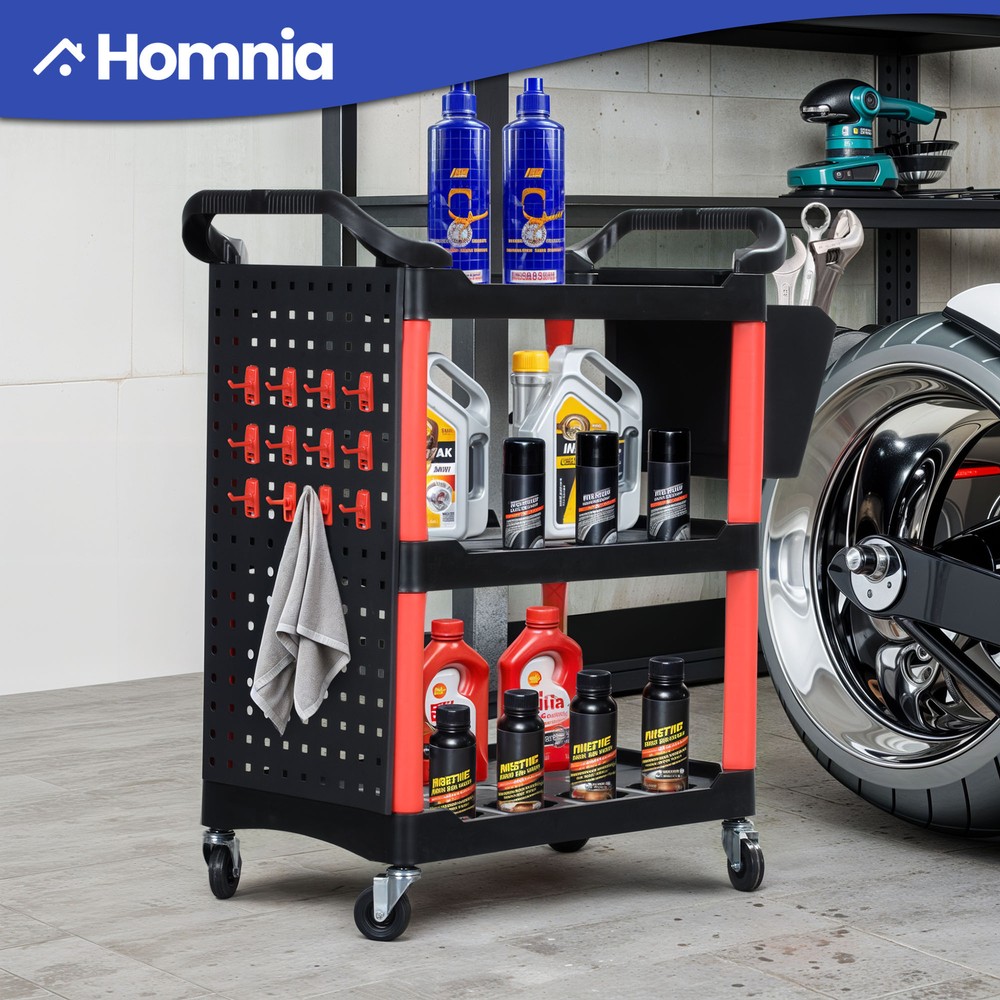 Multifunction Heavy Duty Auto Detailing Cart Car Wash Organizer Trolley w/ Hooks