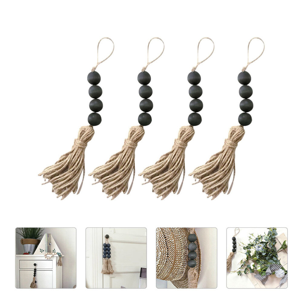 4 Pcs Bead Curtain Tiebacks Drapery Tie Backs Beads Farmhouse Wood Bead Garland