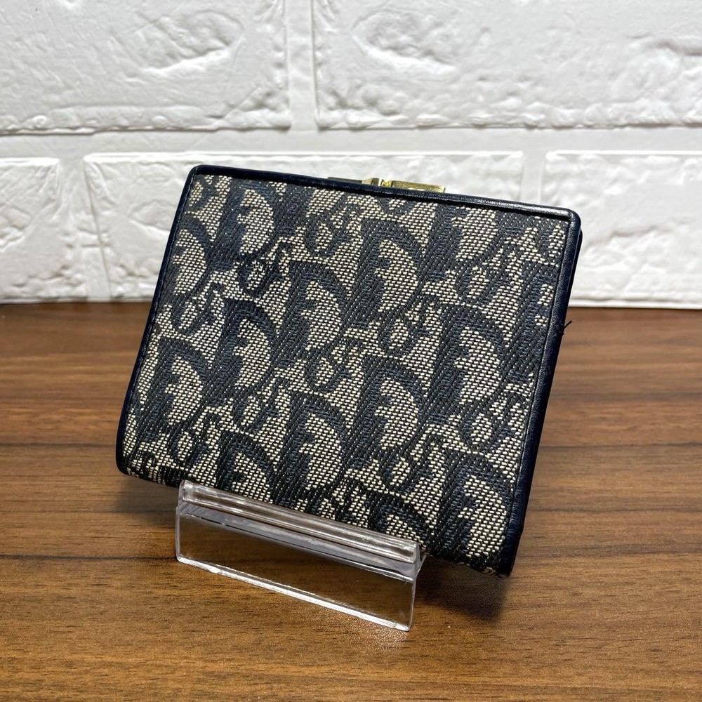 Dior Gama-Mouth Bifold Wallet in Navy Trotter Leather