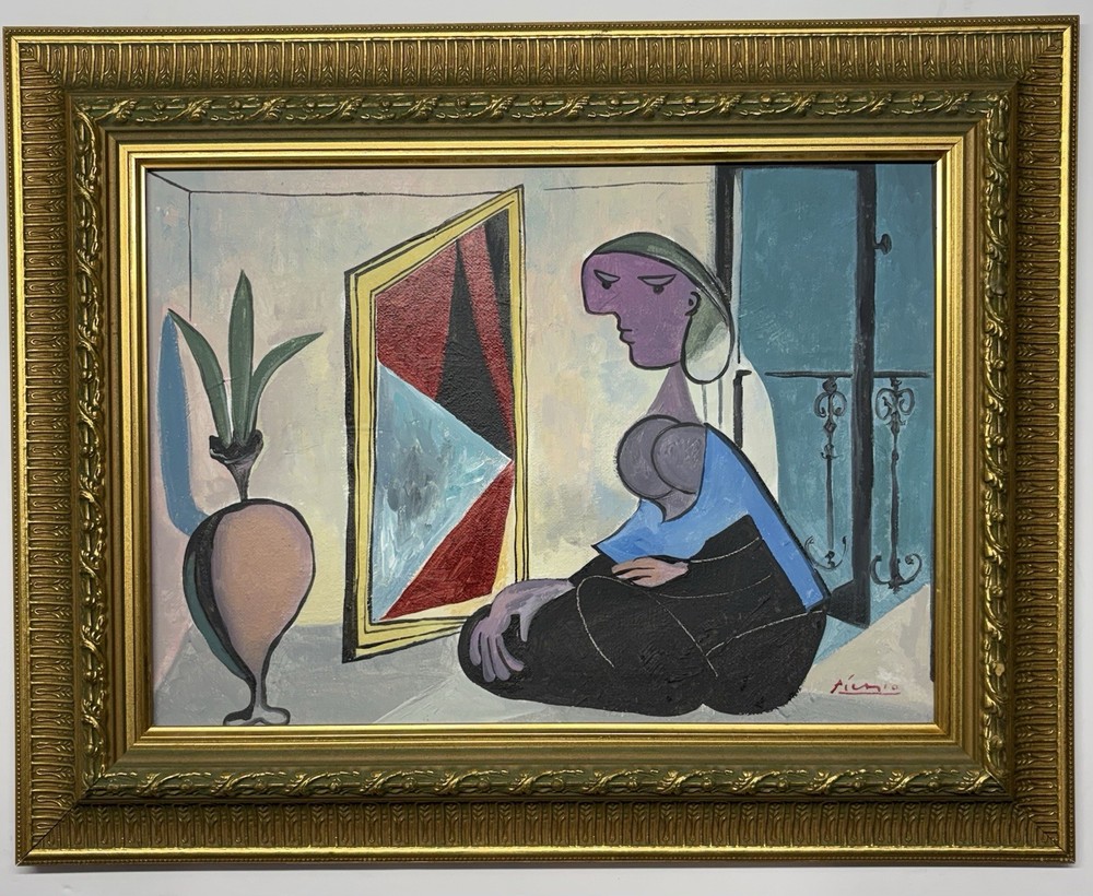 Pablo Picasso 1881-1973 Signed ,Oil on Canvas. In the style of. Framed