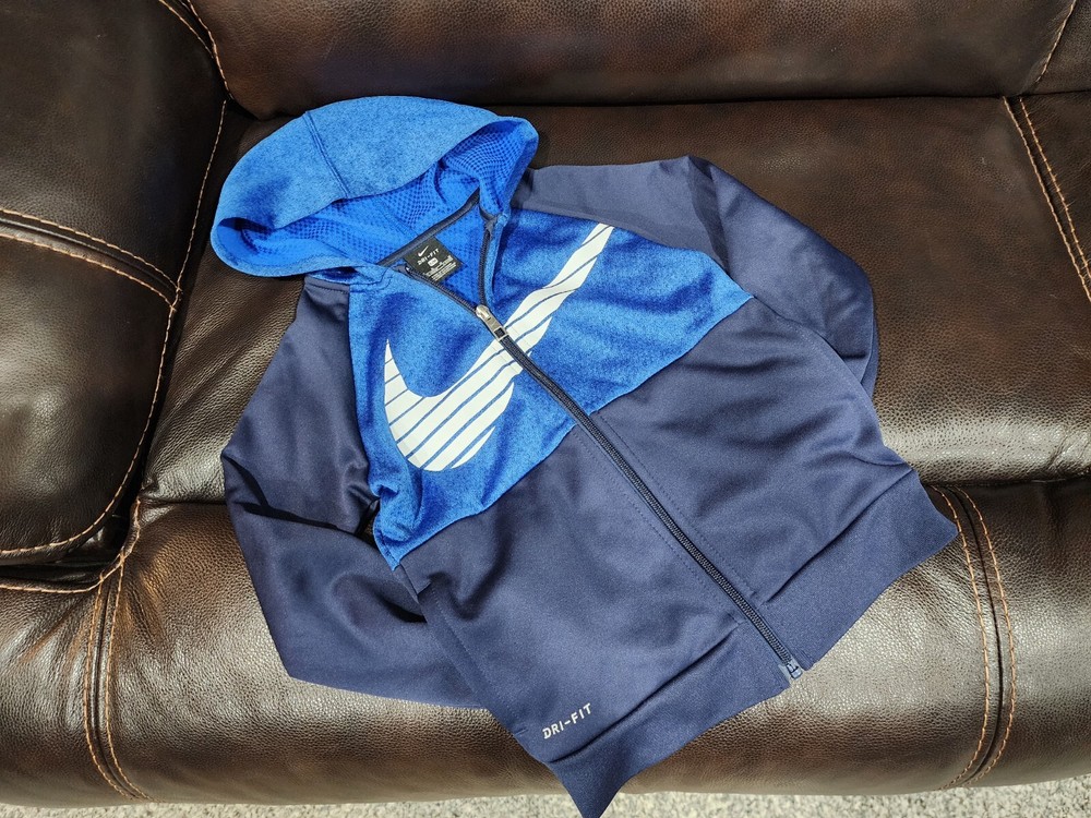 NIKE DRI-FIT BOY'S JACKET FULL ZIPPER BLUE/WHITE SIZE 6M