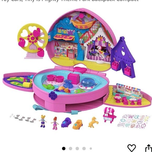 Polly Pocket Theme Park Backpack Compact with 2 Dolls Accessories