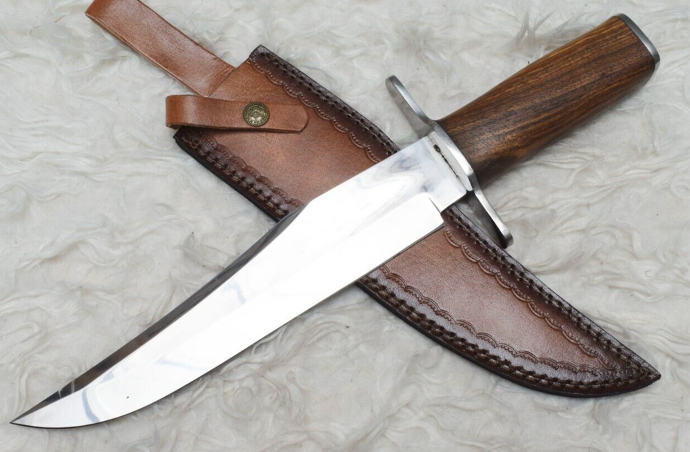15'' CUSTOM HANDMADE D2 STEEL HIGH POLISH BOWIE KNIFE HUNTING CAMPIGN #H-1039