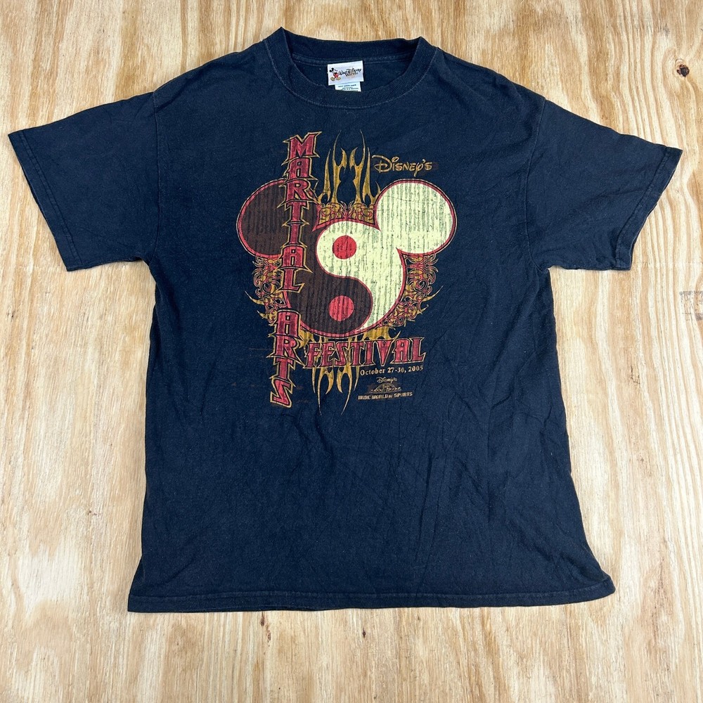 VTG Disney Martial Arts Festival Men's Black T-Shirt 2005 Adult Mickey Graphic