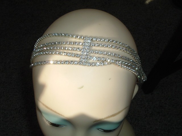 White Rhinestone Art Deco Stretch Hair Headband