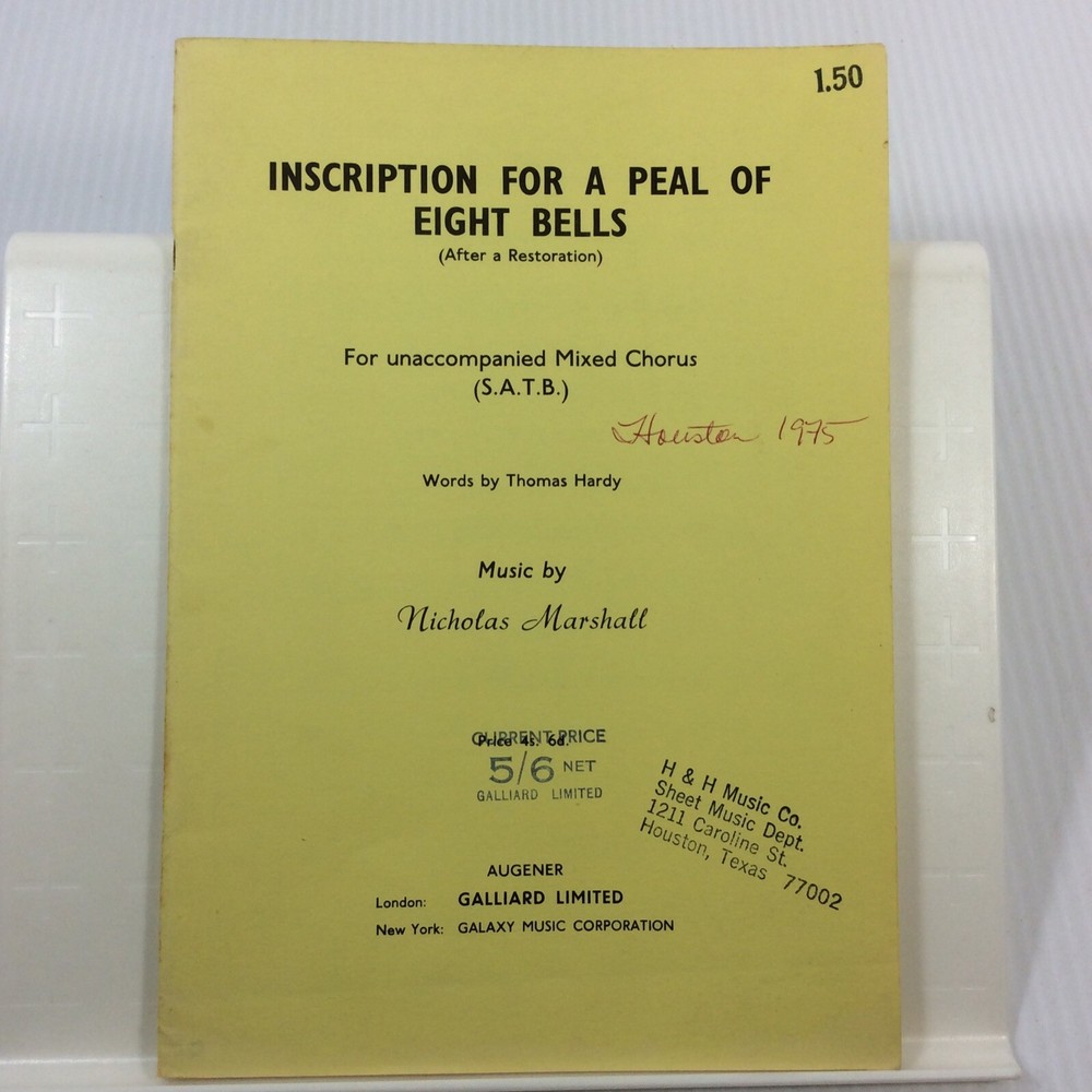 Hardy and Marsh Choral Music Songbook SATB for Eight Bells Inscription