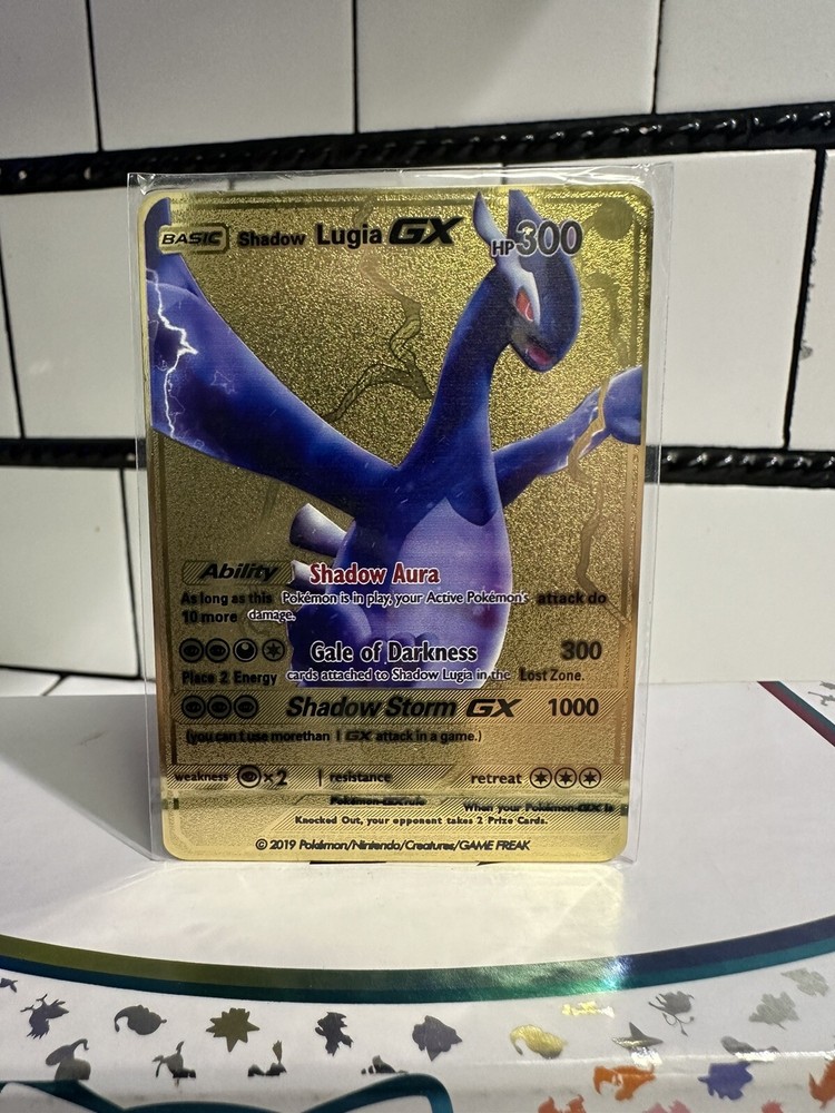 Shadow Lugia GX Pokemon Metal Gold Display/Collectable/Gift