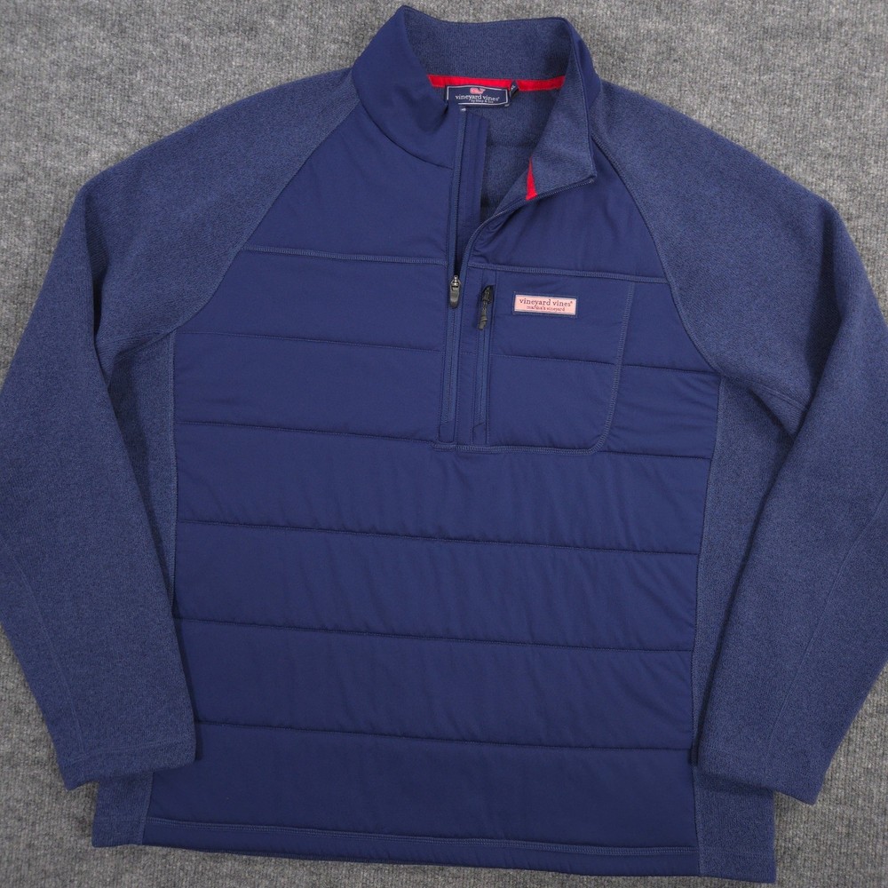 Vineyard Vines Fleece Jacket Mens XL Blue Hybrid Performance Half Zip Pullover