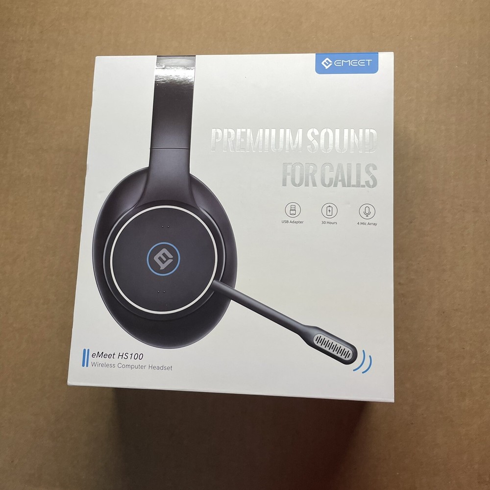eMeet HS100 Wireless Bluetooth Headset with Noise Cancelling Mic
