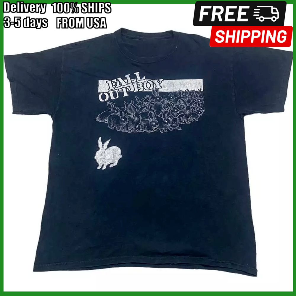 Fall Out Boy Shirt Bunny Concert Tour Black T Shirt All Size