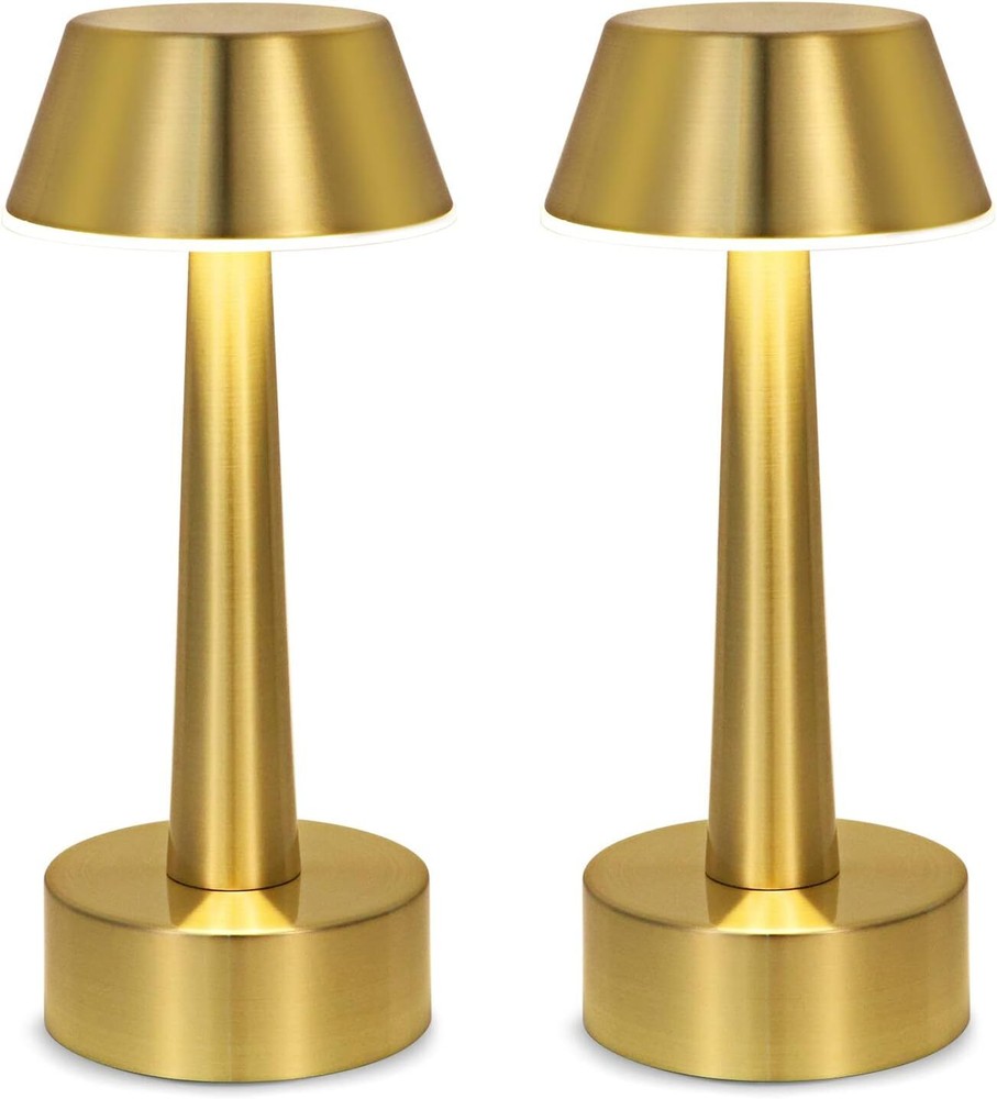 2-Pack Rechargeable LED Touch Table Lamps with 3 Color Options, Cordless & Battery-Operated
