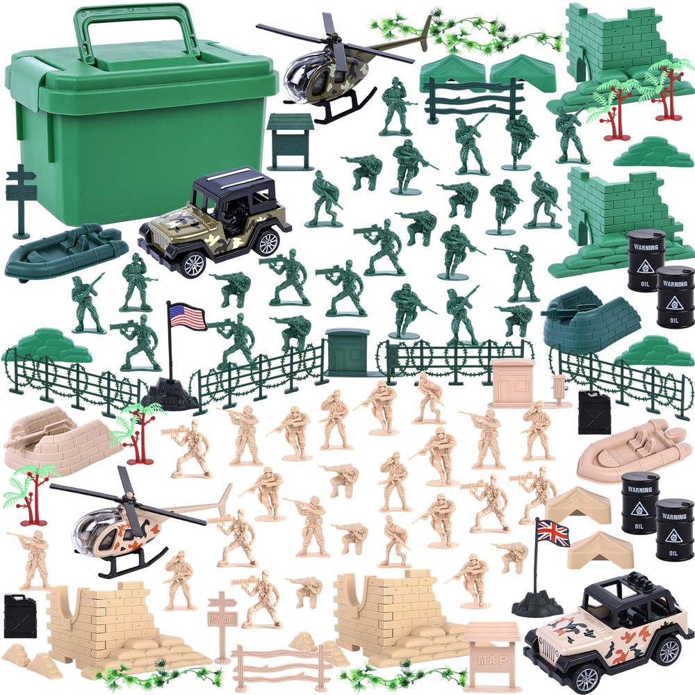 LovesTown 117PCS Army Men Playset Military Soldier Set Army Action Figures Ba...
