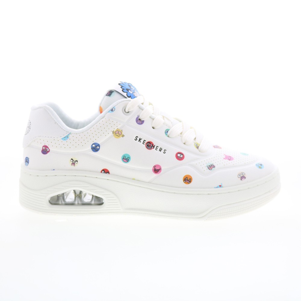 Skechers Uno Court Vexx Multi Moji Womens White Lifestyle Sneakers Shoes