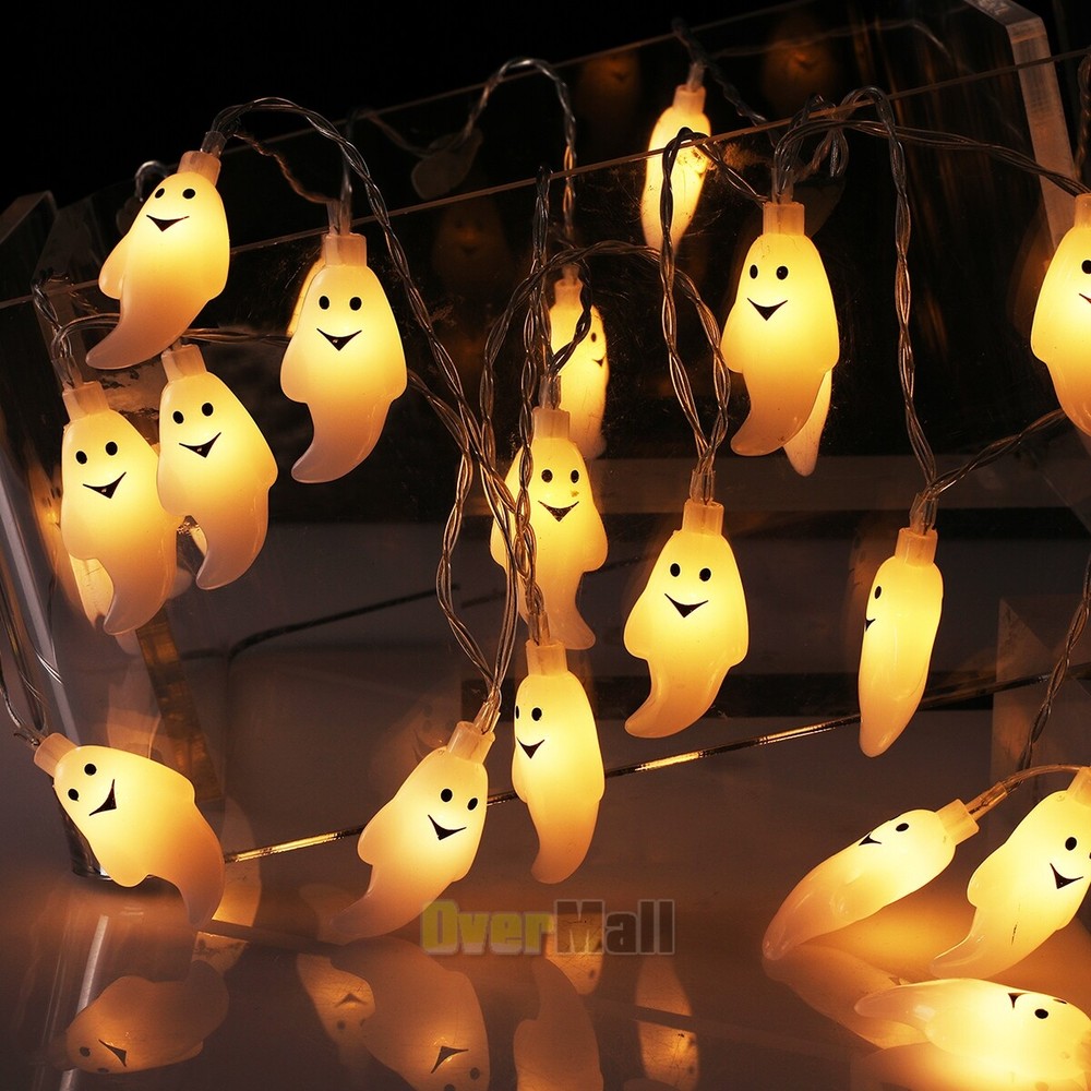 Halloween Ghost LED String Lights, 20 Count Holiday Lights 2 Modes Cute Decor