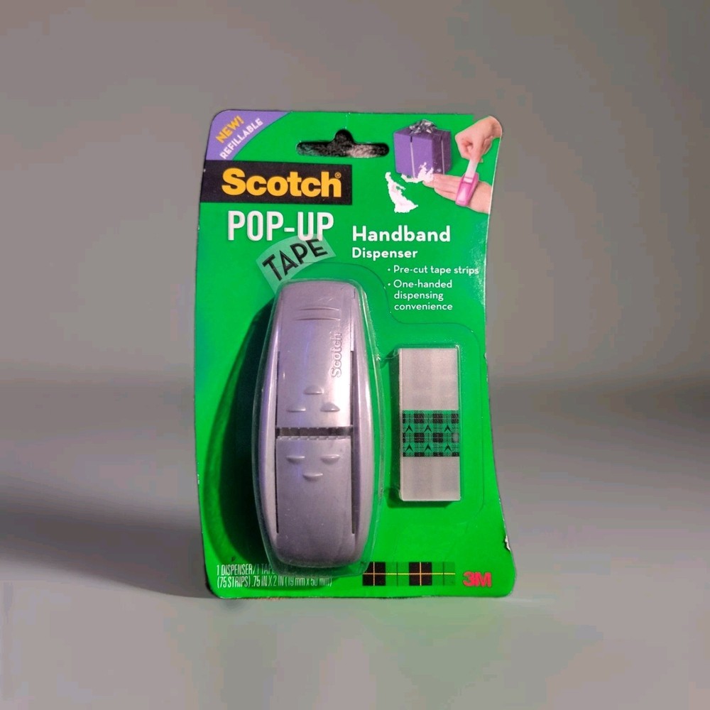 3M Scotch Pop-Up Handband One Hand Dispenser Refill Pre Cut 75 Tape Strips Blue