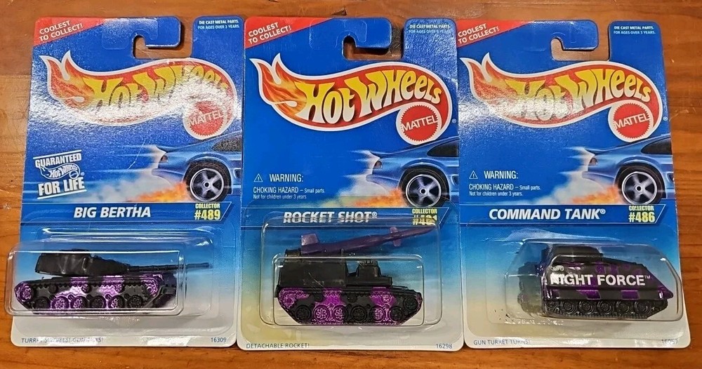 1995 Hot Wheels Lot of 3 Military Command Tank, Rocket Shot, Big Bertha