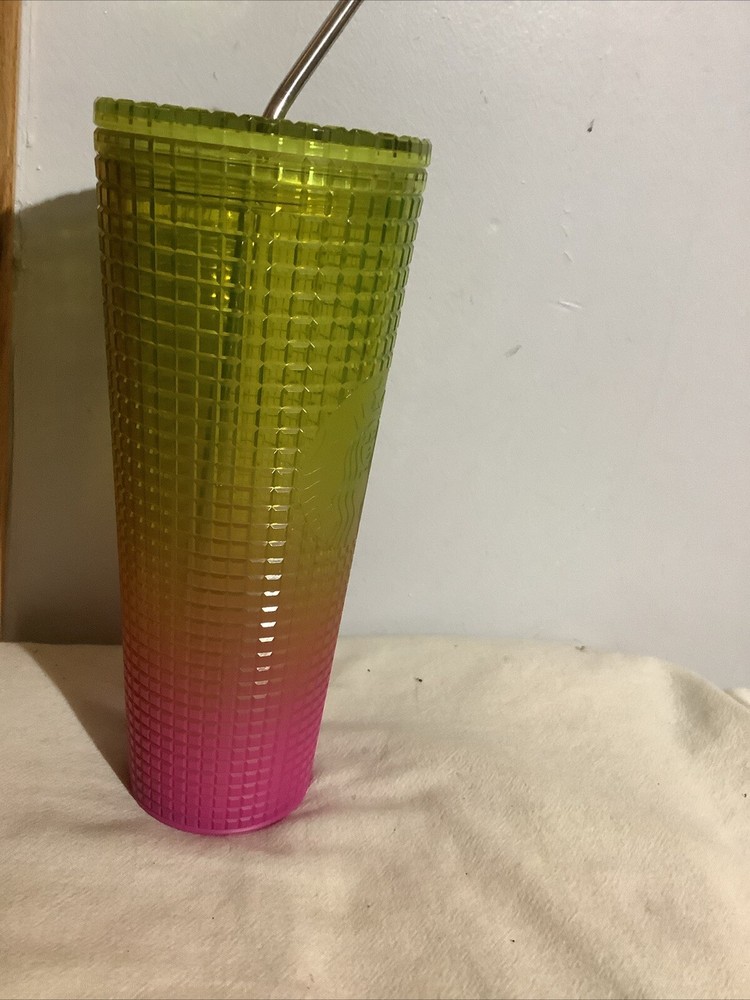 Starbucks Lemon Prism Spray Pink Gradient Ombre Summer 2022 Venti Tumbler 24 oz.