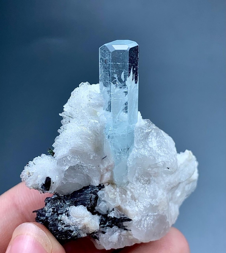 200 Carat Aquamarine Crystal On Schorl and Quartz Specimen From Pakistan