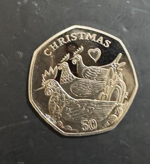 FINAL SALES!!! - ISLE OF MAN 2007 CHRISTMAS 50P COIN -UNC