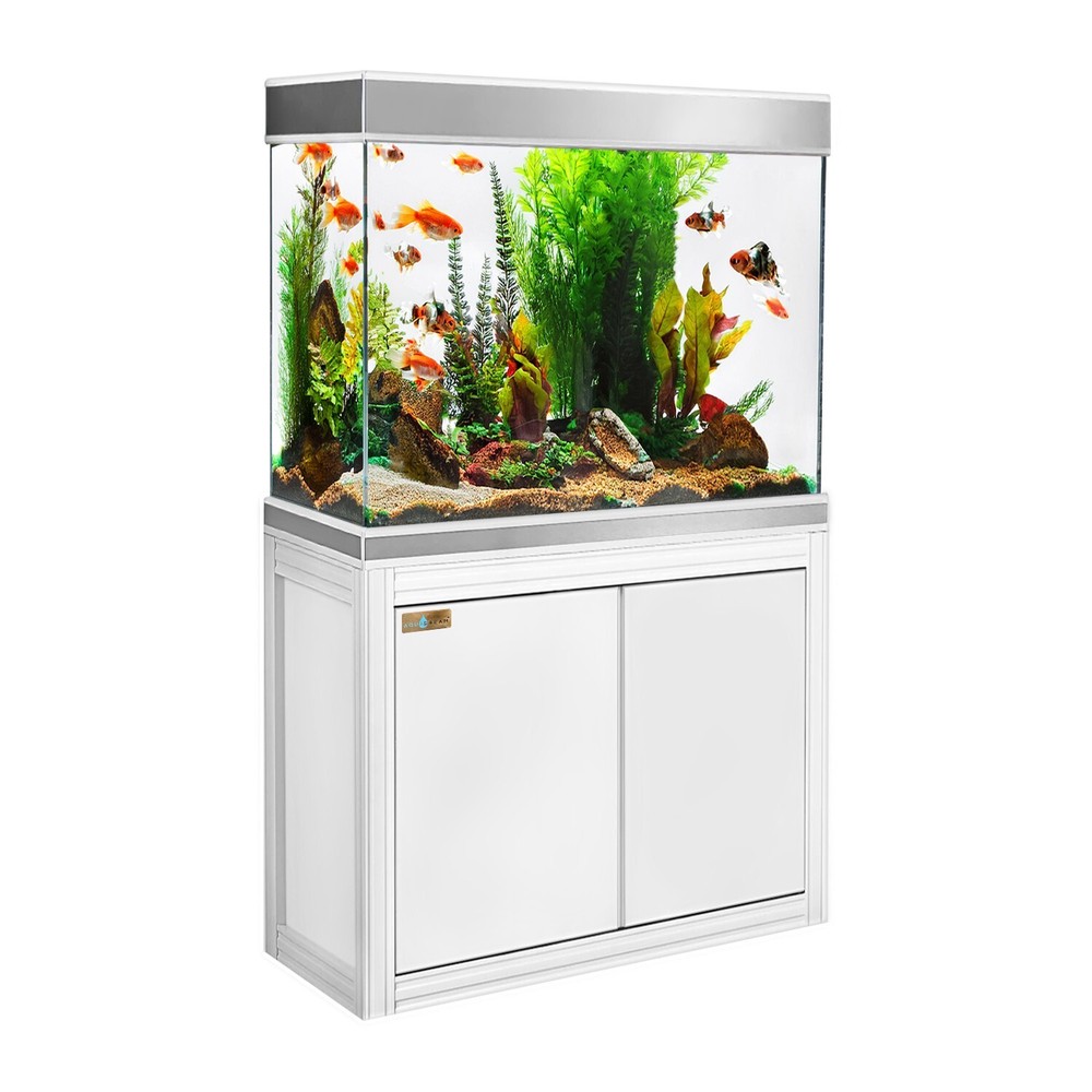 Tempered Glass 110 Gallon Aquarium White and Silver