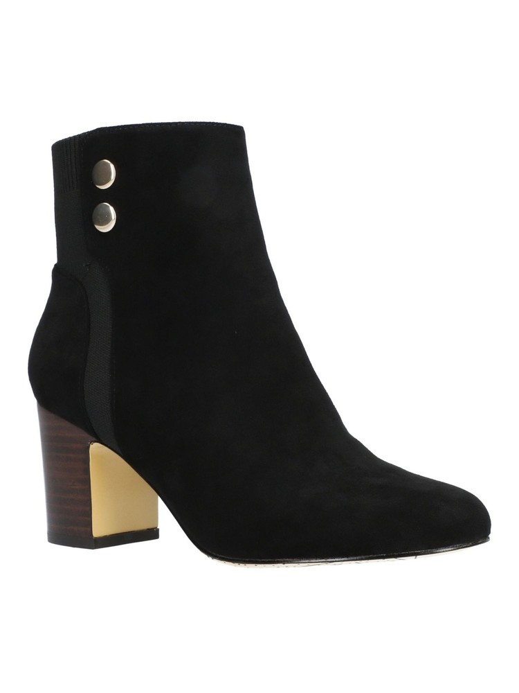 BELLA VITA Womens Black Mixed Material Jive Round Toe Block Heel Booties 7.5