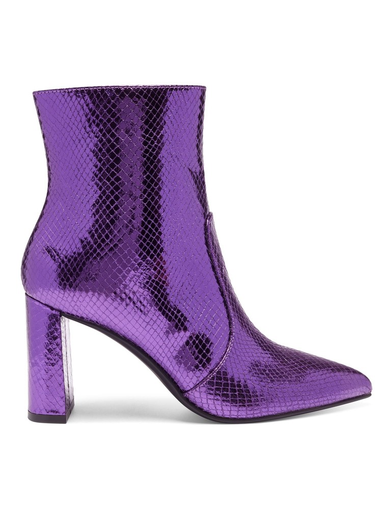 INC Womens Purple ScalePattern Memory Foam Booties Toe Block Heel Booties 6.5 M